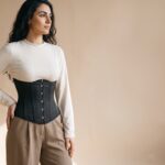 امرأة ترتدي مشد خصر أسود بعظام فولاذية، صورة رئيسية.